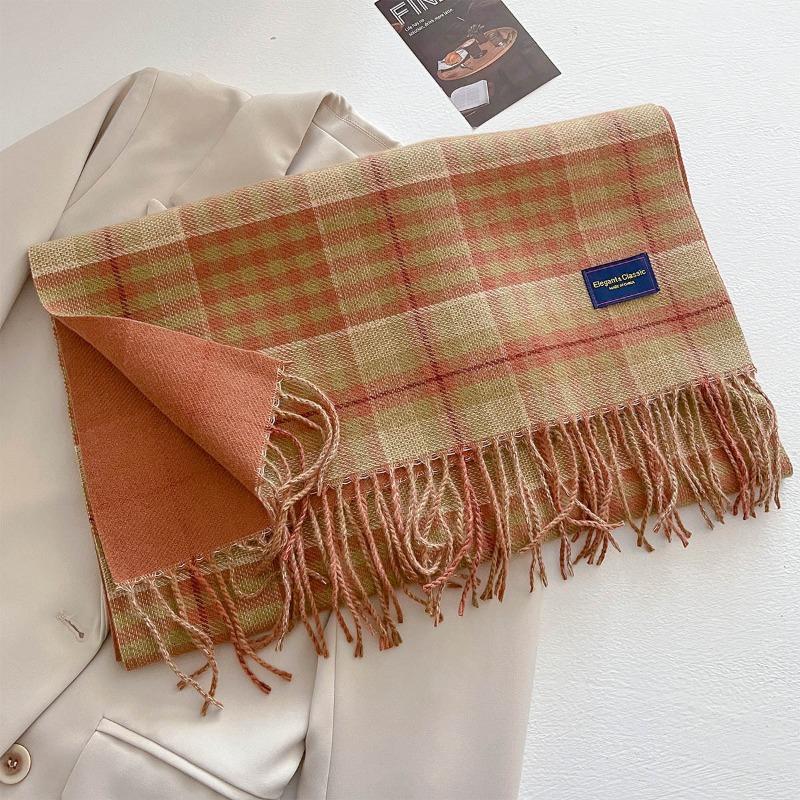 Autumn and Winter New Imitation Cashmere Plaid Scarf Women's Daily Couple Thickened Warm Scarf Shawl