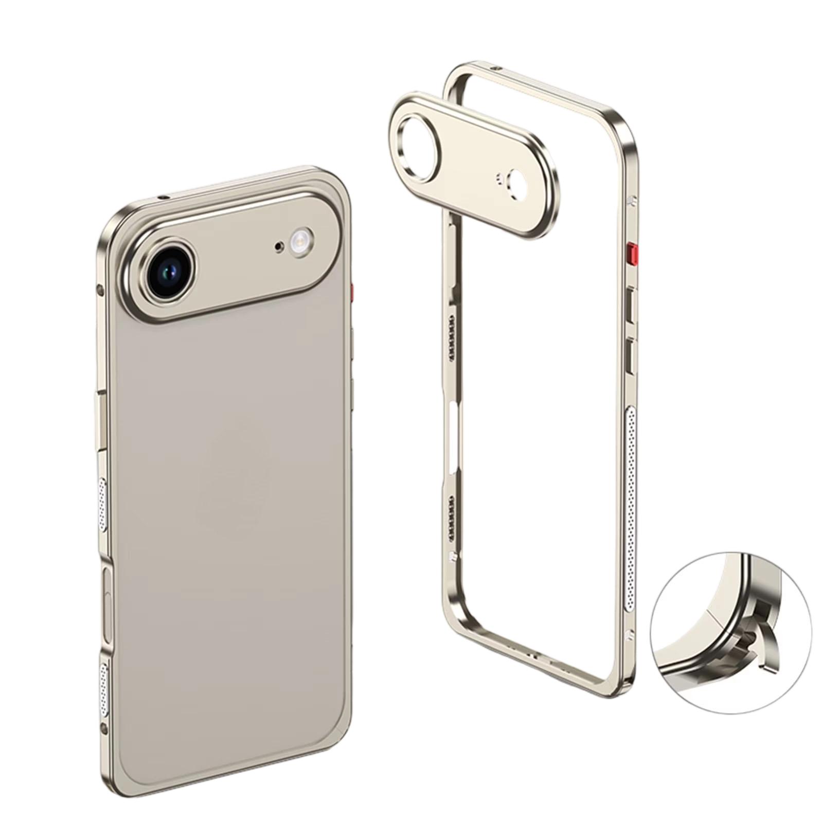 

For 17 Metal Bumper Phone Case,With Lens Protector,Slim Fit No Back No Frame Backless Metal Bumper 4 Corners Shockproof Rugged Heat Dissipation Frame One Size бежевый