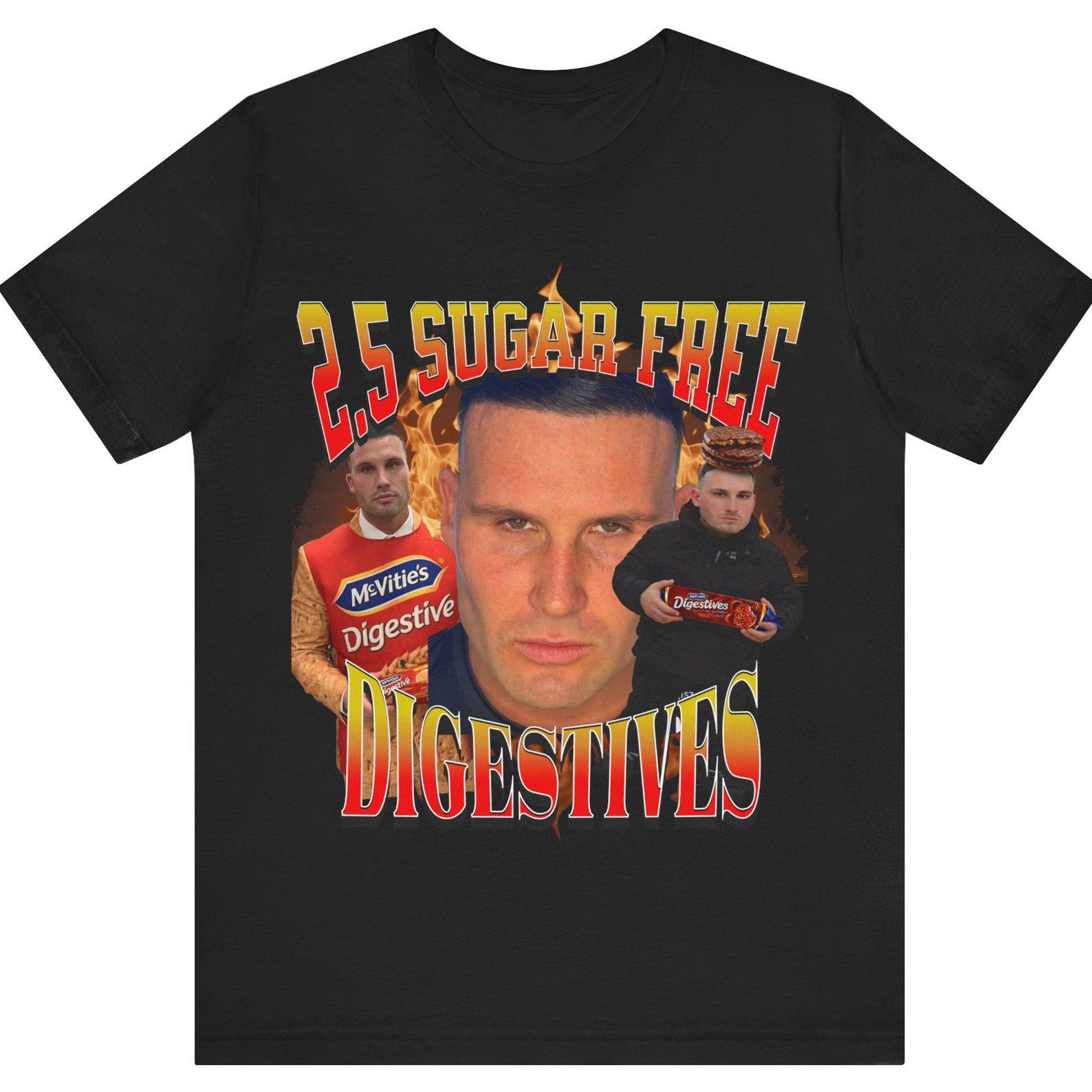 Gymskin 2.5 Sugar Free Digestives T-Shirt, Funny UK Meme Shirt, Viral TikTok Tee, Gym Meme Clothing, British Humor Shirt, Graphic Streetwear L