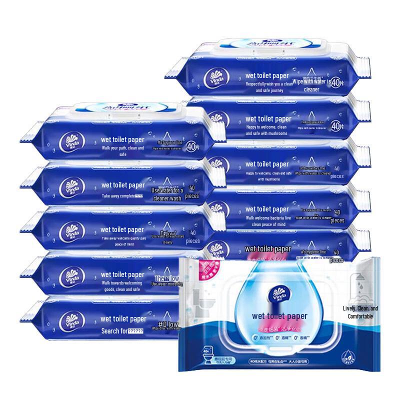 Vinda Flushable Wet Toilet Paper Wipes - 12 x 40 Sheets Family Pack