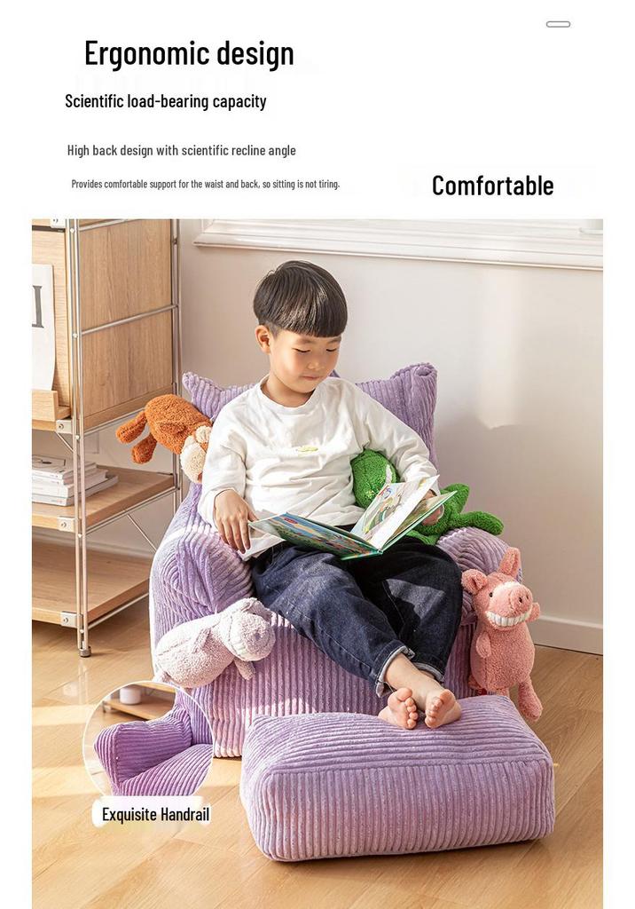 Corduroy Beanbag Sofa Chair for Kids - Fabric Tatami Balcony Seat
