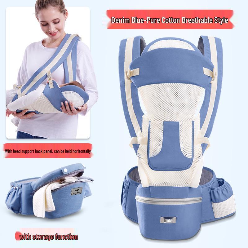 Multi-Function Baby Carrier with Waist Stool for Horizontal and Back Carry