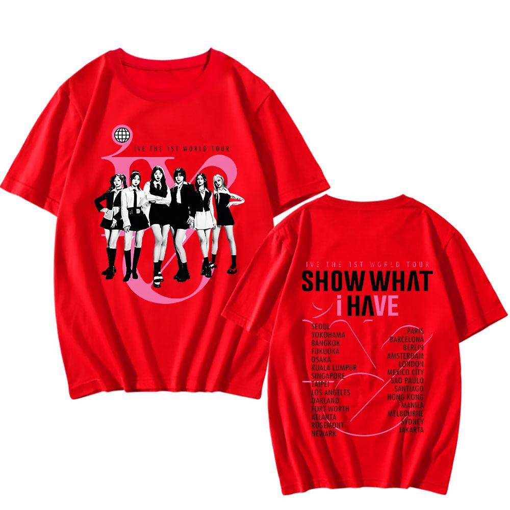IVE The 1st World Tour Show What I Have Shirt Hip Hop Clothes Summer 100% Cotton Short Sleeve Men Women Korean Style Streetwear