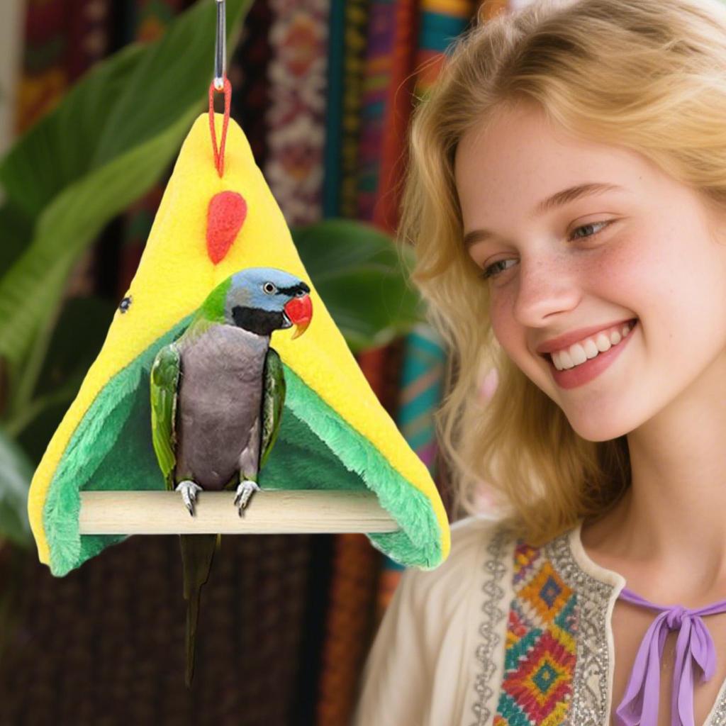 Bird Bed Hangable Winter Warm Resting Shelter Wooden Triangular Parrot Bed For Cockatiels Finches Home Pet Store