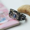 Lucky Eye Turkish for Evil Eye Bracelets For Men Women Punk Style Flower Handmade Jewelry Multilayer Black Leather Bangl