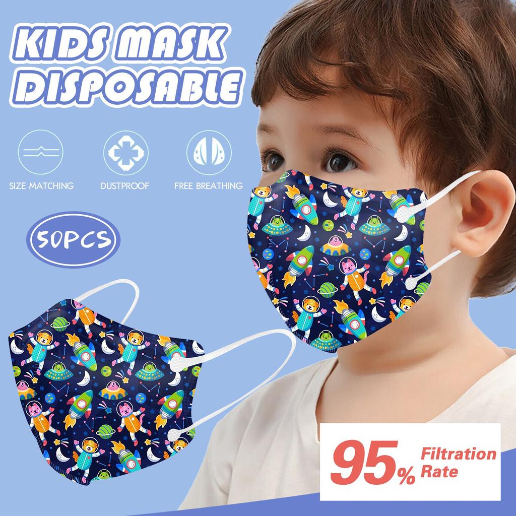 5-Layer Astronaut Series Printed Face Masks For Children, Daily Protective Breathable Face Mask