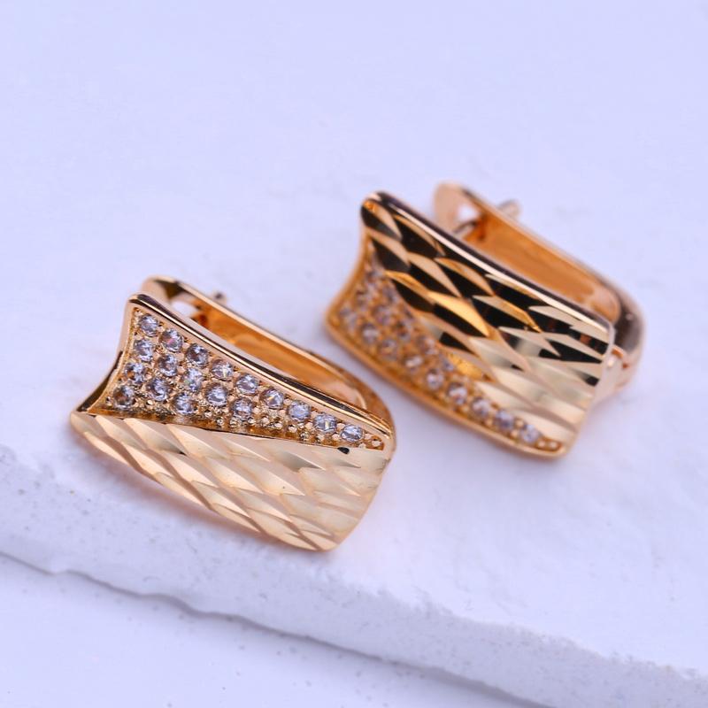 LSOOYH Cercei cu cleme de culoare aur roz Cercei la modă pentru femei Cercei cu zirconiu pătrat, bijuterii