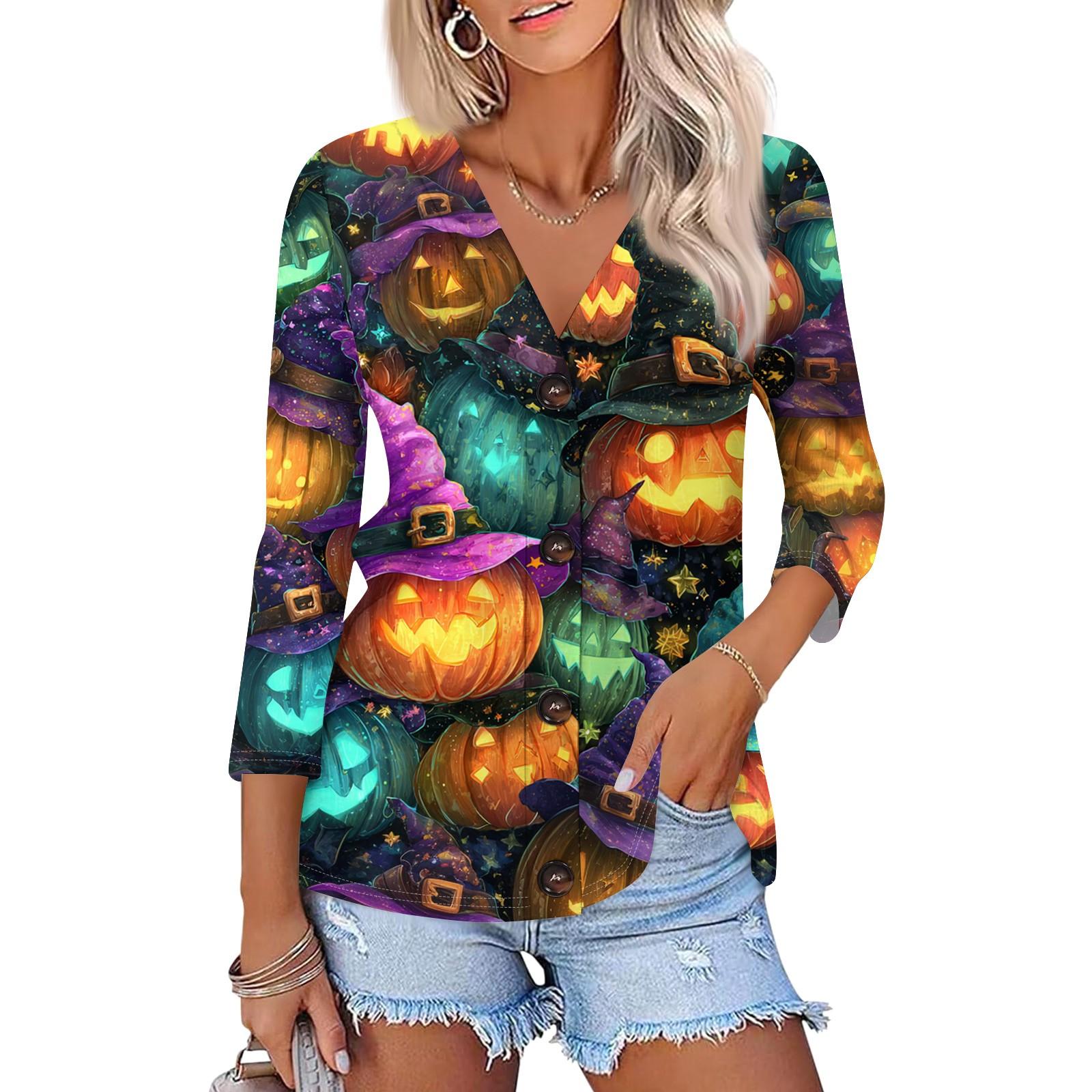 

Women s Fashion Casual Print Button-down Shirt 3/4 Long Sleeve Tops L темно-зелений колір