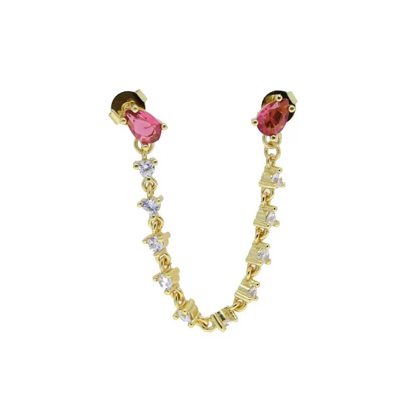 Long Turquoise Drop Earring With Round Cubic Zircon Gold Plated Turquoise Pear Shaped Drop Tassel Chain Earring