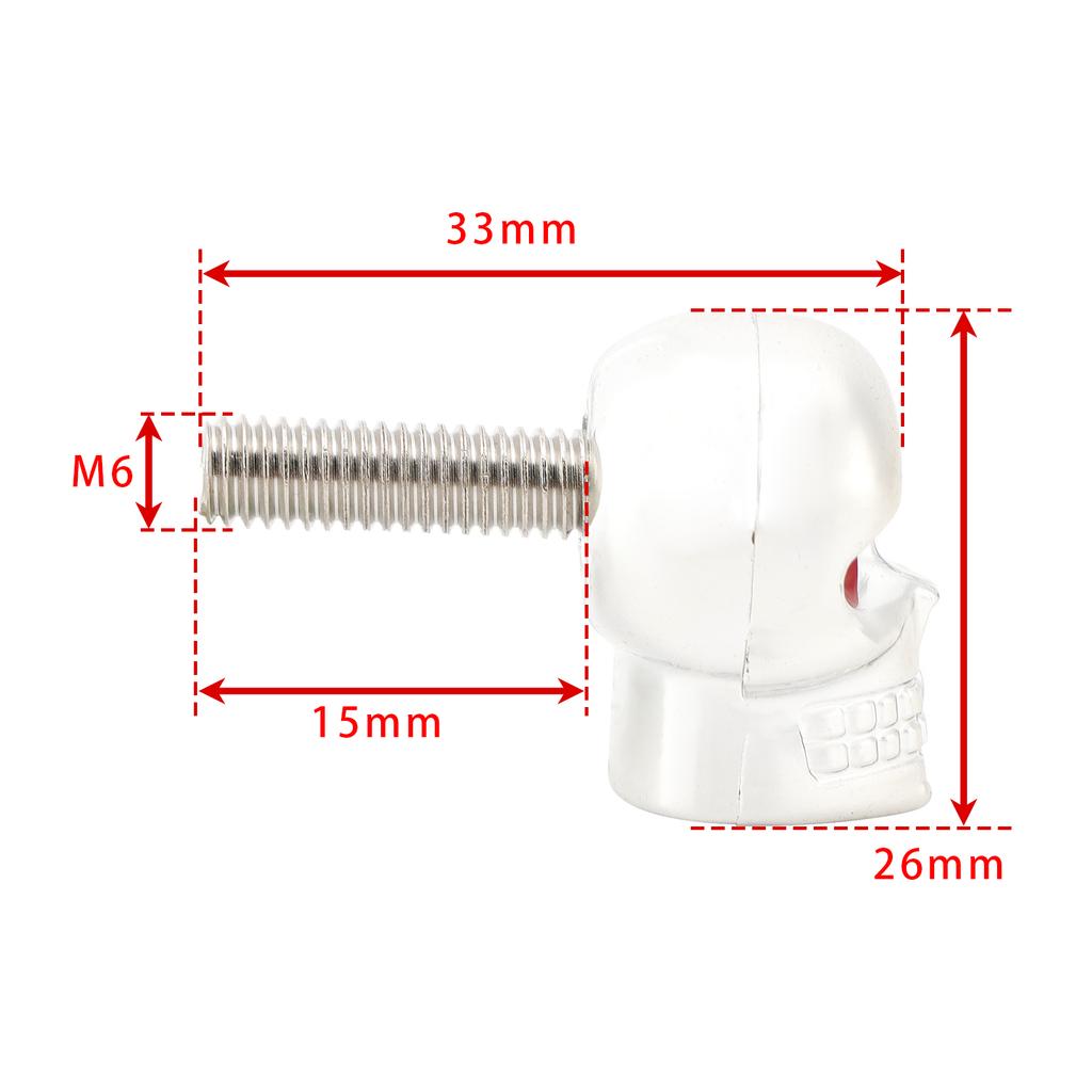 2 Custom SKULL License Plate Bolt Screw Silver Plastic Motorcycle Chopper Bobber