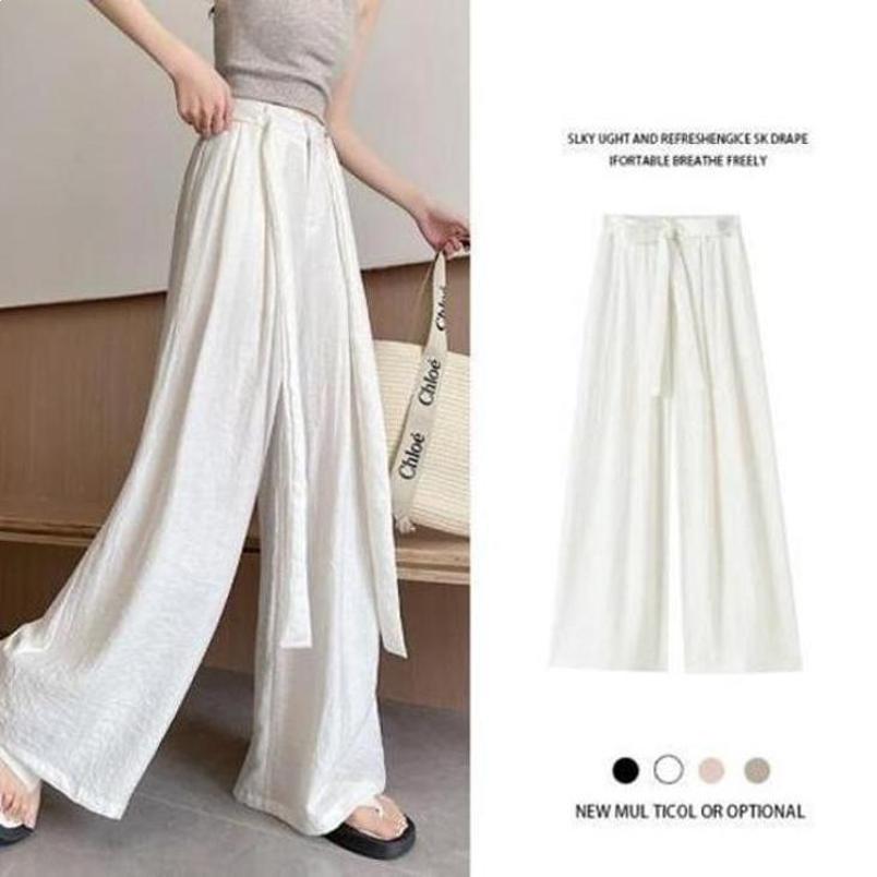 Women s Summer 2026 White Wide-Leg Pants: Lightweight, Casual, Versatile, and Lazy Style Yamamoto Design. S (recommended 70-85 jin)