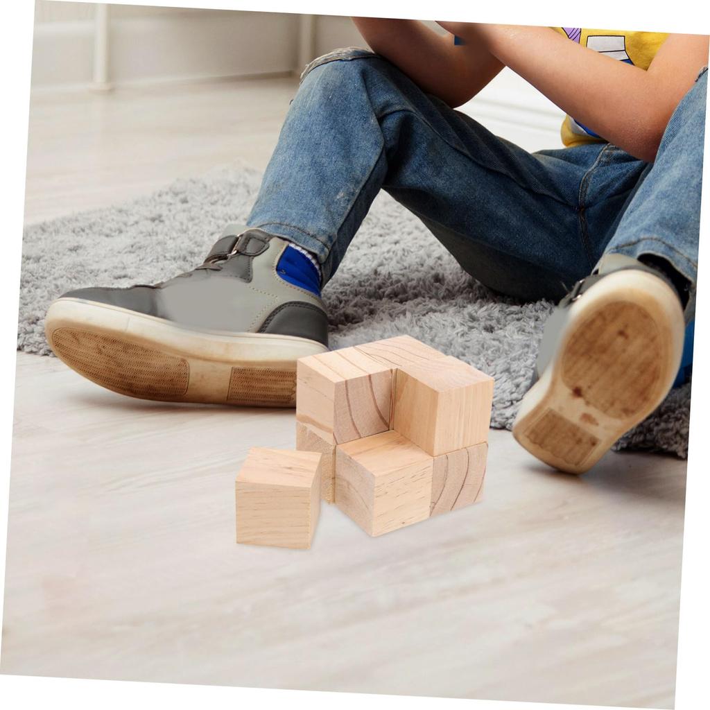 NOLITOY Set of 8 Unfinished Wood Blocks, 5cm Squares, for DIY Carving, Crafts, and Stamping