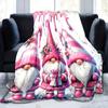 Cozy Christmas Gnome & Bell Print Flannel Throw Blanket - Soft Warm and Versatile for Couch Office Bed Camping and Travel