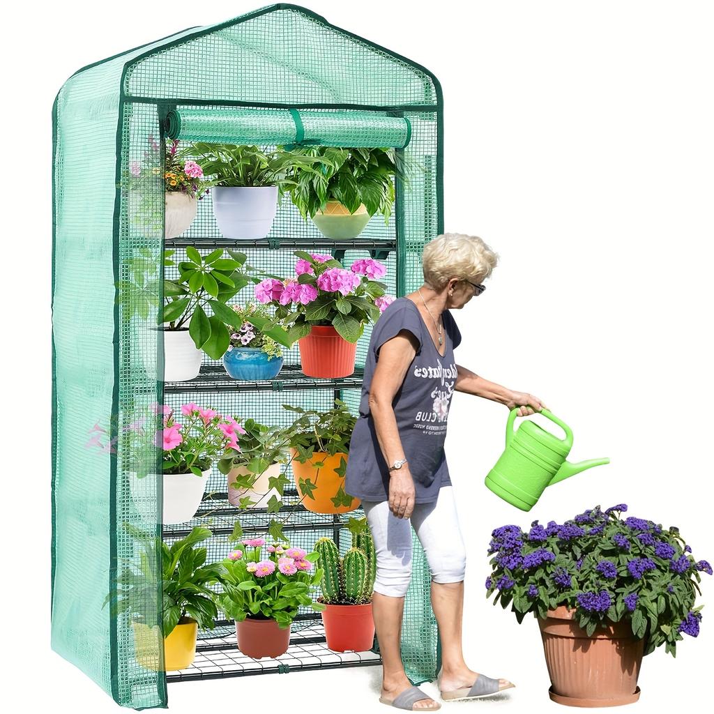 4-Layer Greenhouse Replacement Cover with Roll-Up Zipper Door - Durable UV-Proof & Waterproof Material