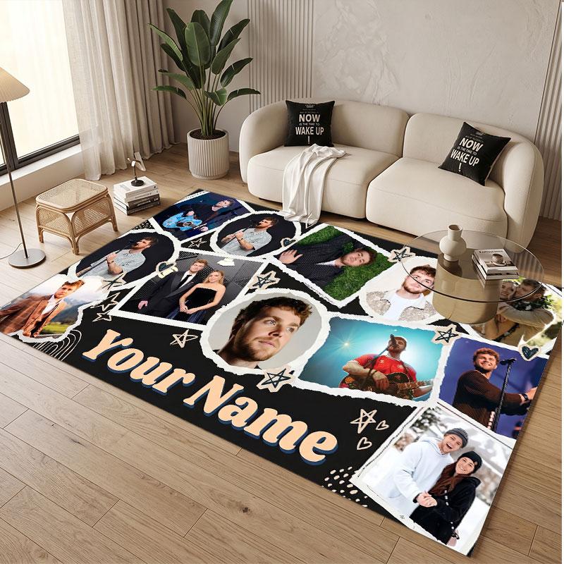 Custom Name Crystal Velvet Rug,Alex Warren Comfortable Anti Slip Floor Mat For Room Decoration