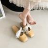 Fashion Baotou Flat Shoes Women Fashion Square Head Shallow Mouth Lace Lace-up Butterfly Knot Soft Sole Non-slip Slippers