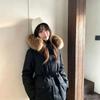 90% White Duck Down Winter Parka Women With Faux Fur Hood Thick Warm Black Coat