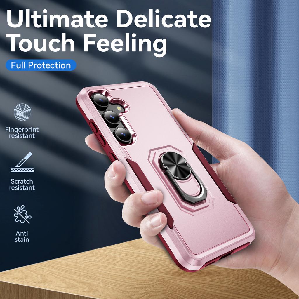 For Samsung Galaxy S24 FE Case Military Grade Ring Kickstand PC + TPU Phone Cover
