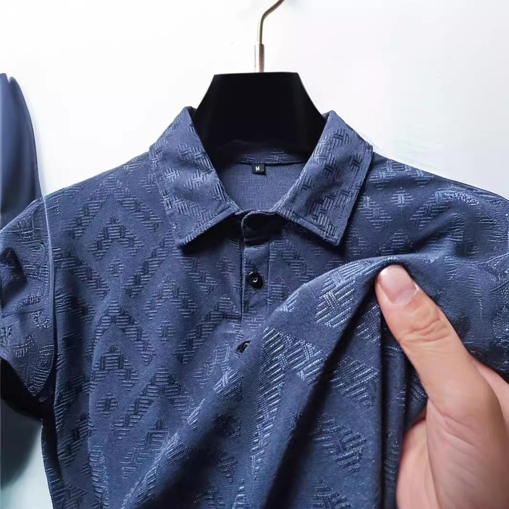 High-end new speed men's dry ice silk shirt collar POLO polo shirt