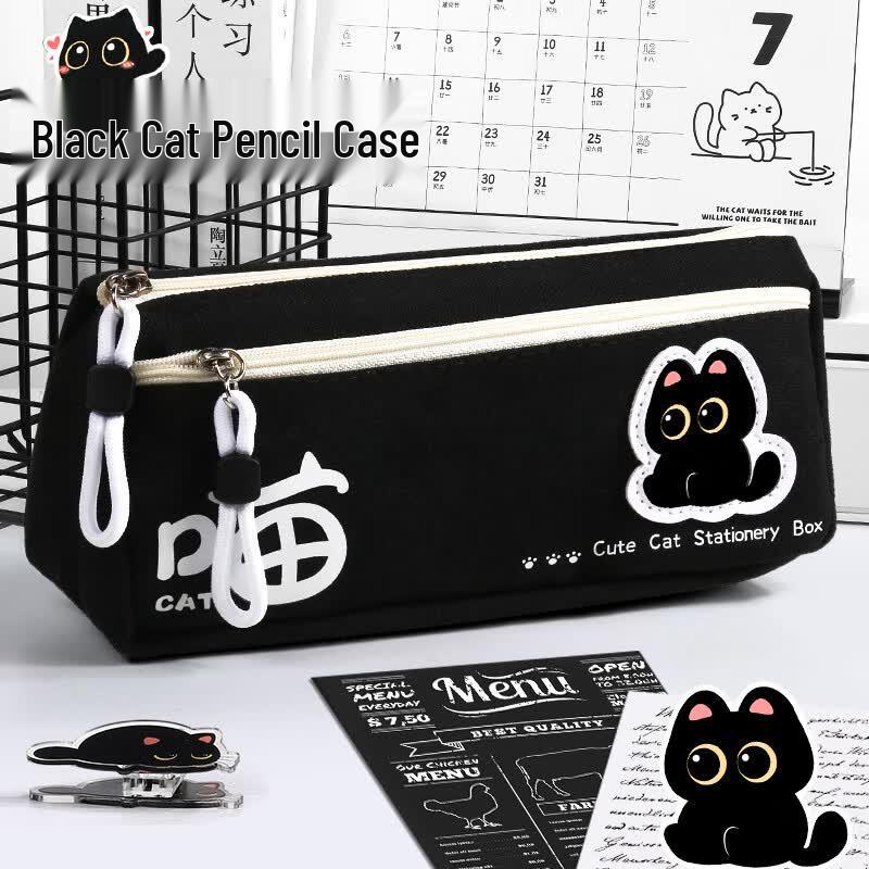 Yuji Black Cat Large Capacity Pencil Case