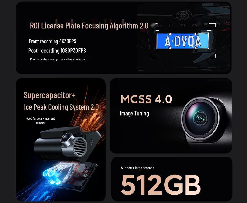 70mai A810pro 4K Ultra HD Dual Channel Dash Cam with Night Vision (2025 Model)