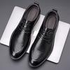 Men's summer leather shoes first layer cowhide business dress pointed hollow men's shoes breathable high-end leather casual shoes