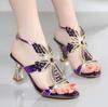 Genuine Leather Glitter Women Open Toe Sandals High Heels Party Shoes Gladiator Wedding  Summer Rhinestone Wedding Shoes Bride