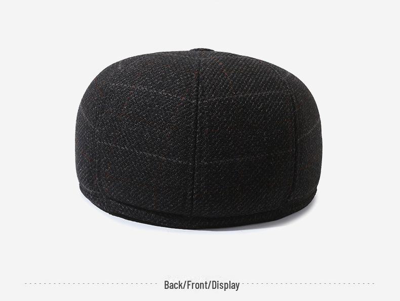 Stylish Duckbill Cap for Middle-Aged and Elderly Men - Warm, Velvet-Lined, Casual Hat for Autumn and Winter Outdoors.