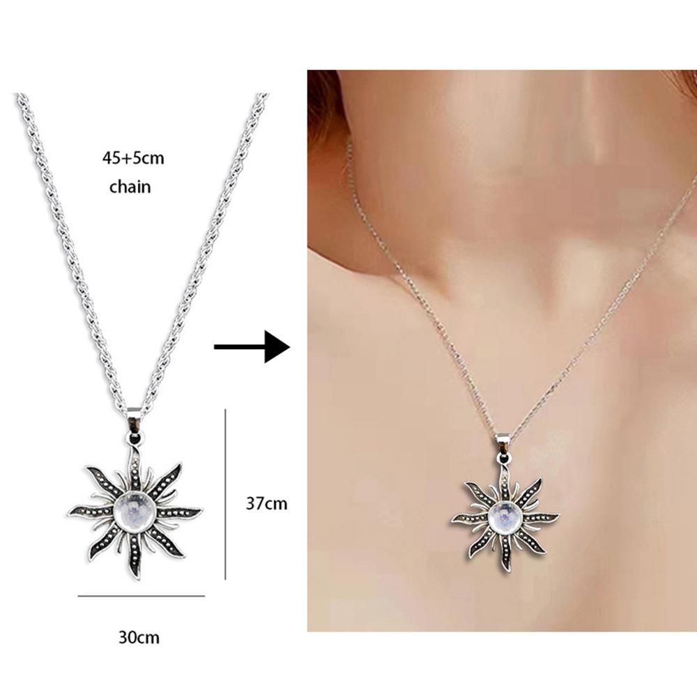 Collana Pendente Antico Pietra di Luna Artificiale Pietre Cabochon Vintage Boho Collana Luna per Dama Ragazze Donne Regalo