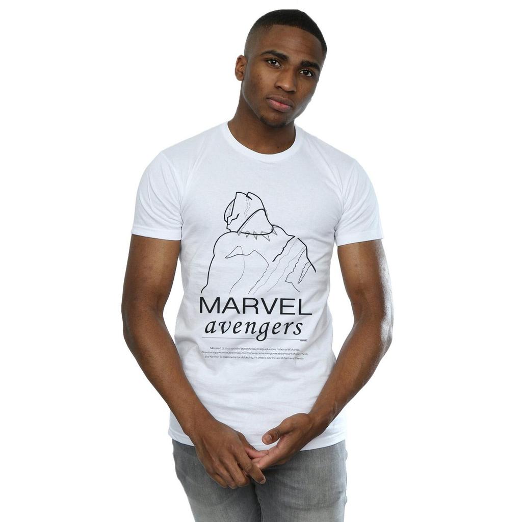 Marvel Mens Black Panther Single Line T-Shirt