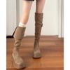Suede Soft Leather Knight Boots 2025 New Thick-soled Retro Versatile High Tube Two Wear Knee Boots Long Boots Women