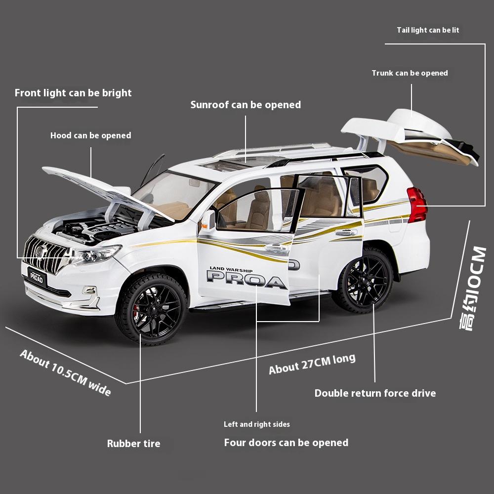 1/18 Scale Toyota PRADO Large Off Road SUV Vehicle Alloy Diecast Metal Car Model Boutique Collection Hobby Decoration Gift for Friend