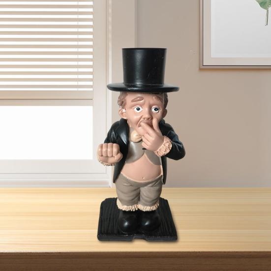 Gentleman Shape Tissue Rack Decorative Functional Toilet Paper Stand Storage Display Sculpture Resin Garden Ornament