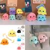Adorables Porte-clés Peluche Pieuvre Réversible Charm Mignon pour Couple Jouet en Peluche Courte Coton PP