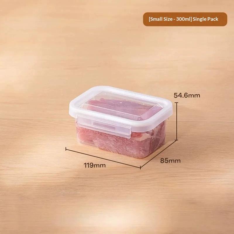 

Портативный контейнер для хранения продуктов с одинарной крышкой на защелках, отделениями для порционного мяса, лука, имбиря. Органайзер для холодильника и морозильной камеры