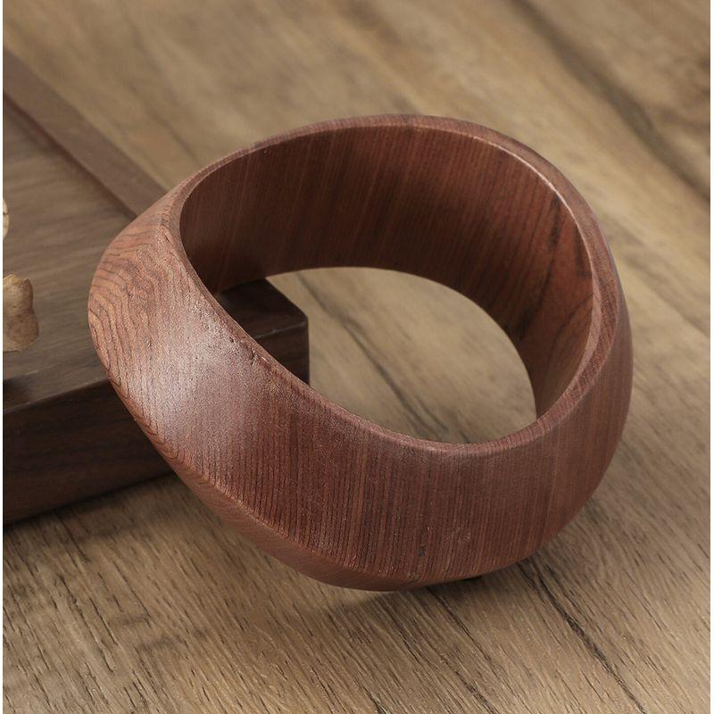 Bohemia Style Fashion Fashion Square Ethnic Style Brown Wood Stylish Wide Bracelet Retro Hand Jewelry