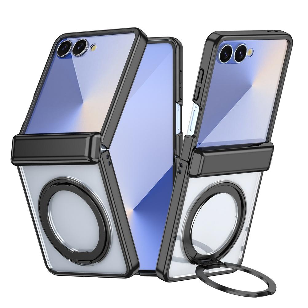 Supporto ad Anello Rotante Cornice Placcata con Custodia Magnetica per Telefono Per Samsung Z Flip 7 flip7 Galaxy Z Flip7 Copertura di Protezione per Obiettivo