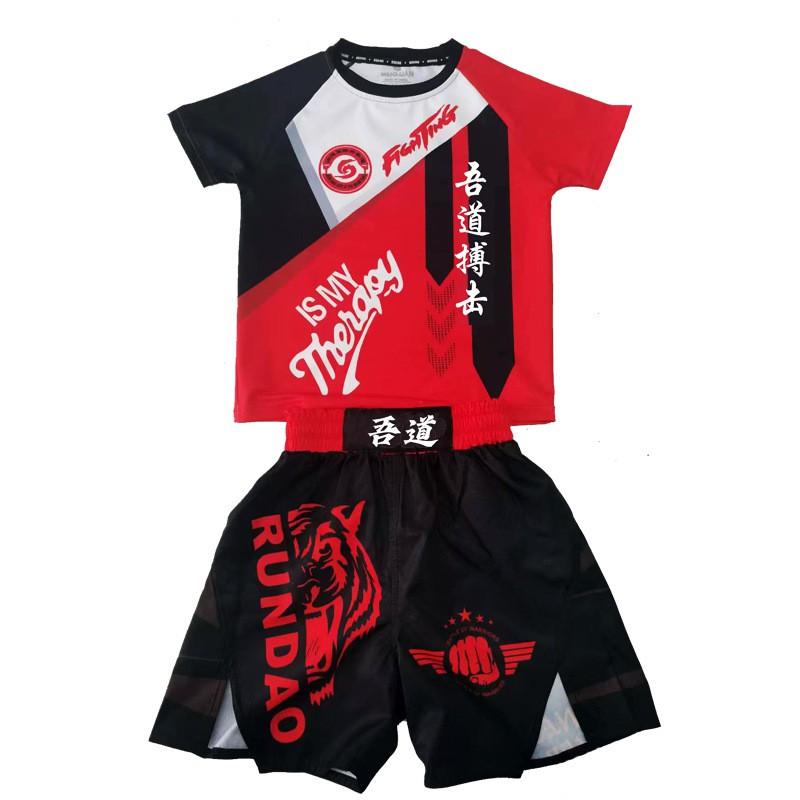 Kids Breathable Cycling Jersey Set Muay Thai Training Sportswear