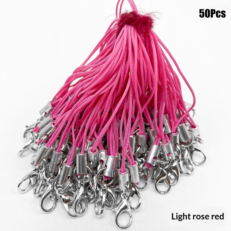 50Pcs Polyester Cord Lobster Clasp Cell Phone Lanyard Cords For Keychain Crafts Handmade Phone Rope Toys Diy Jewelry Making