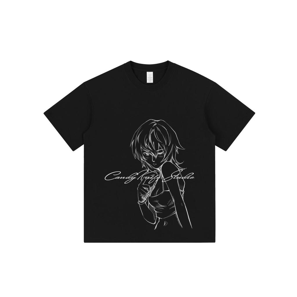 Japanisches Anime Oversized Baumwoll-T-Shirt - Kurzarm Rundhals für Studenten & Paare
