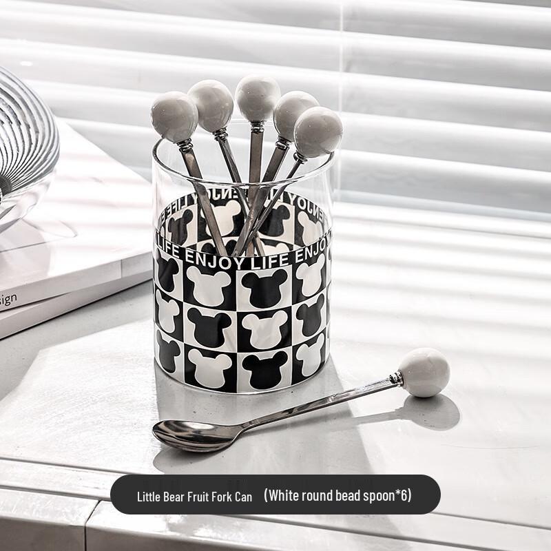 Qianxing Glass Storage Jar with Fruit Forks and Spoons