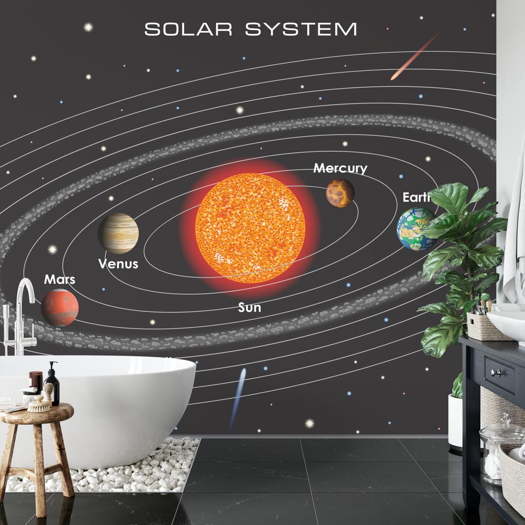 Fototapete Das Sonnensystem auf Englisch Abwaschbares Vlies 360x240