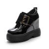 Fashion 11cm Genuine Leather Fashion Walking Height Increasing Loafers Ladies Casual Platform Wedge Women Slip On Student Shoes Slippers