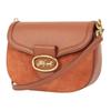 Coach Kat 25 Solid Color Logo Embossed Nameplate Clasp Closure Leather Saddle Bag Women Saddle Bag Brown CJ394-B4L4A