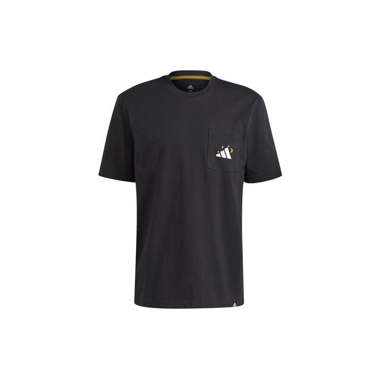 Adidas T Shirts Men's Black Crew Neck Moderate Straight Fit GN8181