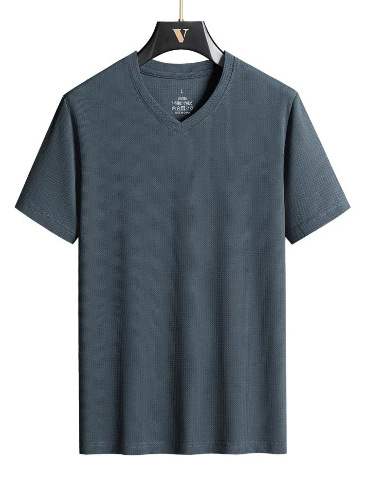 Übergröße 9XL Sommer Lauf V-Ausschnitt T-Shirts für Männer Feuchtigkeitsableitend Athletisch Fitnessstudio Joggen Sport T-Shirts Herren Kleidung