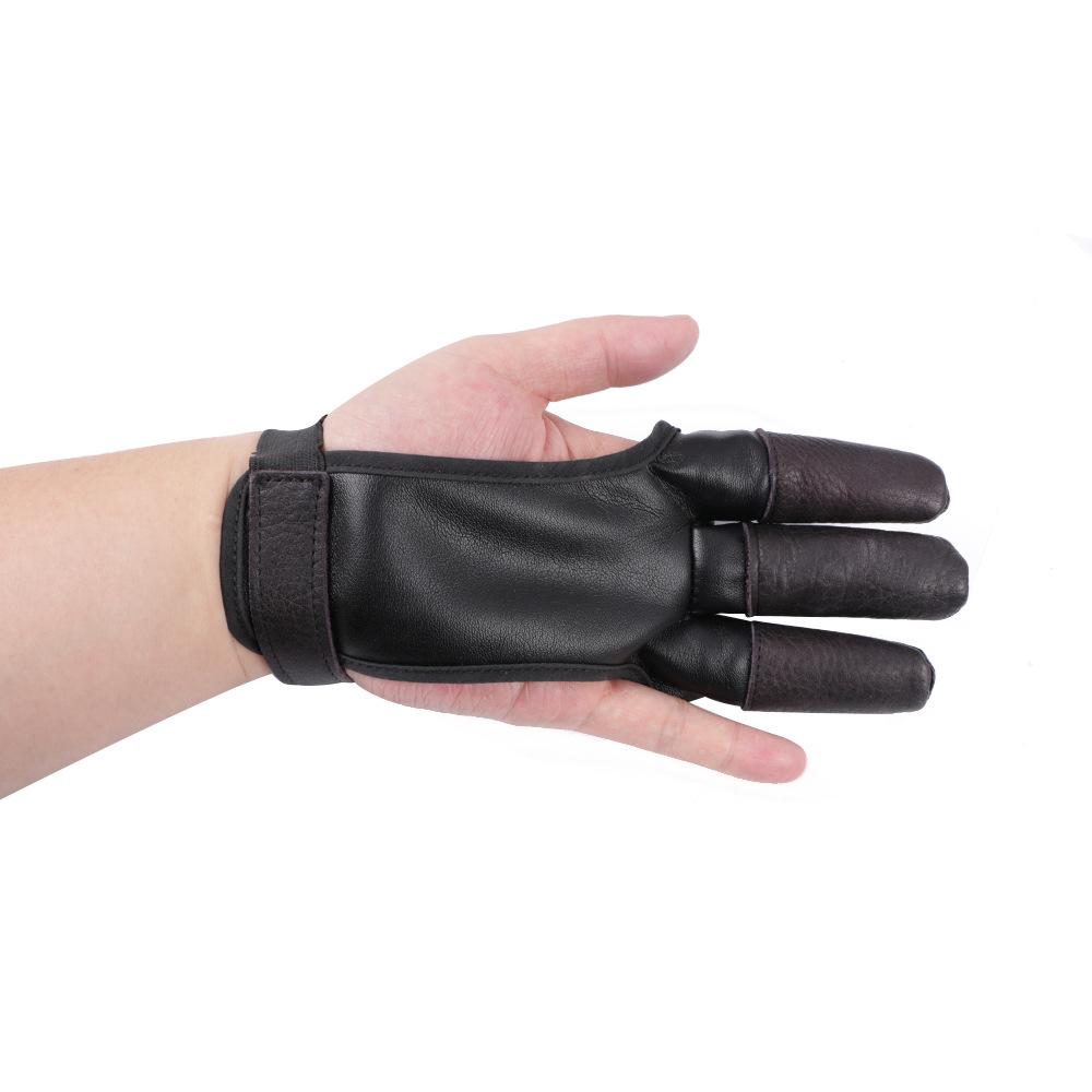 Huwairen Cowhide PU Velvet Hunting & Archery Three-Finger Gloves with Arm Guard