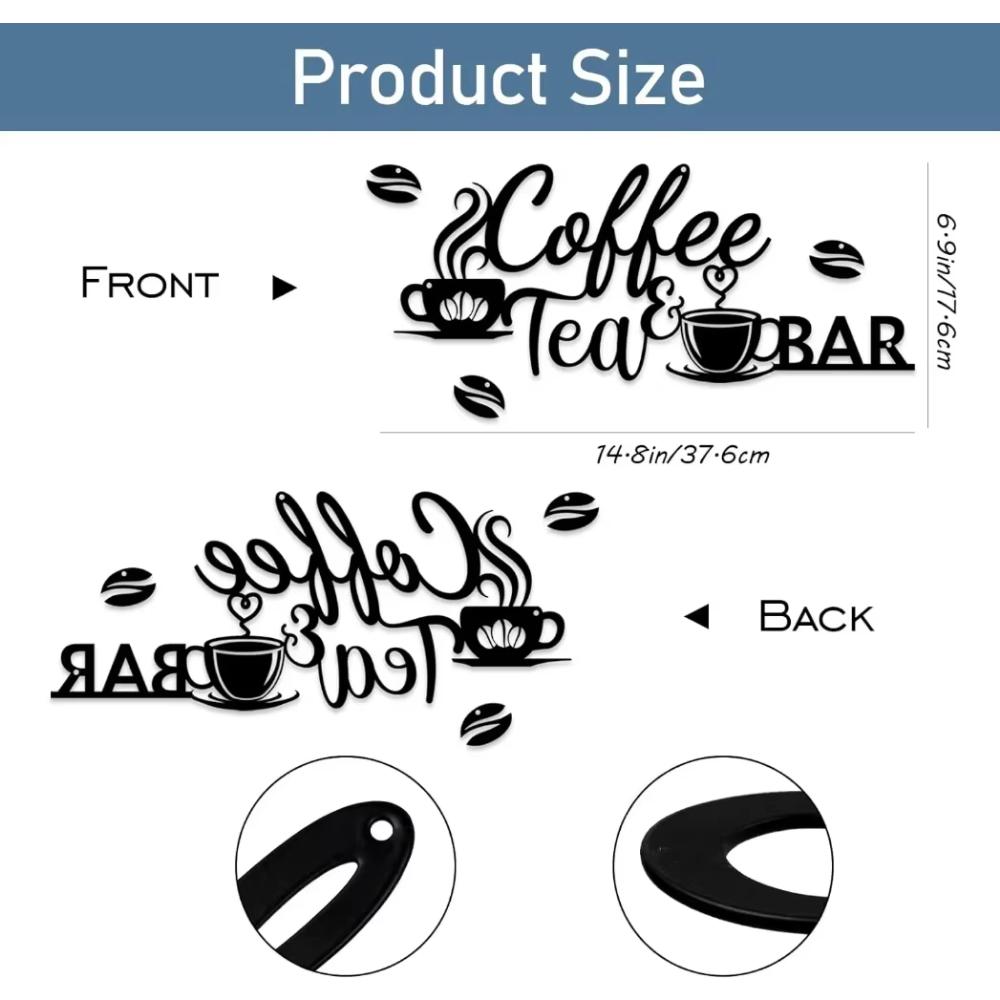 Metallschild „Coffee Bar“: Bohnendesign für stilvolle Wohndekoration. Charmantes Wanddekor aus Metall: Kaffee- und Teebar-Kunst für Zuhause und das Büro.