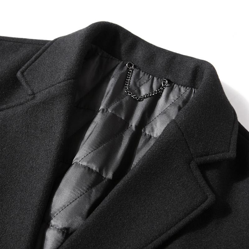 Autumn and Winter Thickened Long Padded Single-sided Woolen Trench Coat with Two Buttons, Business Wool Jacket