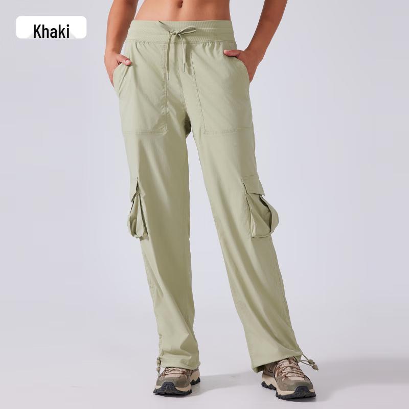 Women's Lightweight Quick-Dry Drawstring Wide-Leg Outdoor Cargo Pants